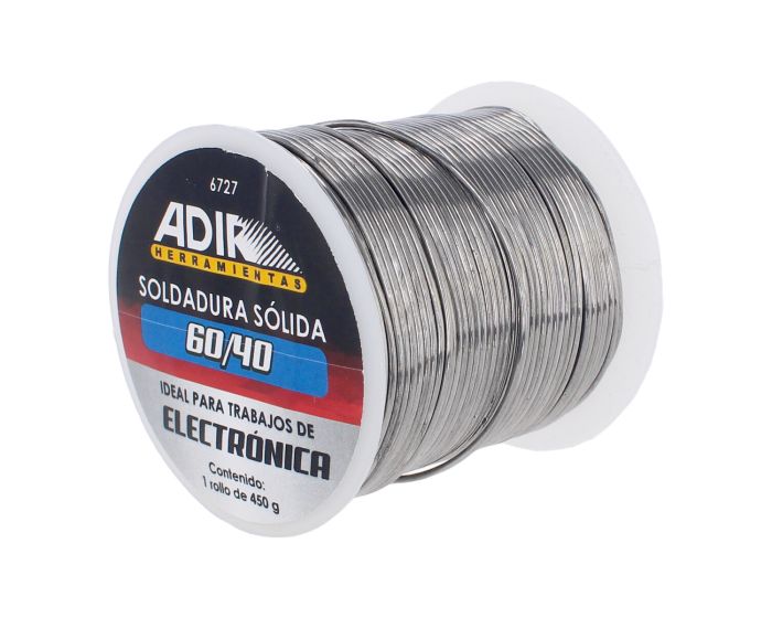 Soldadura sólida 60 / 40 para electrónica 450 gr 6727 Adir