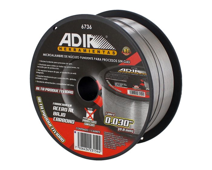 Micro alambre de núcleo fundente para procesos sin gas calibre 0.030" 6736 Adir