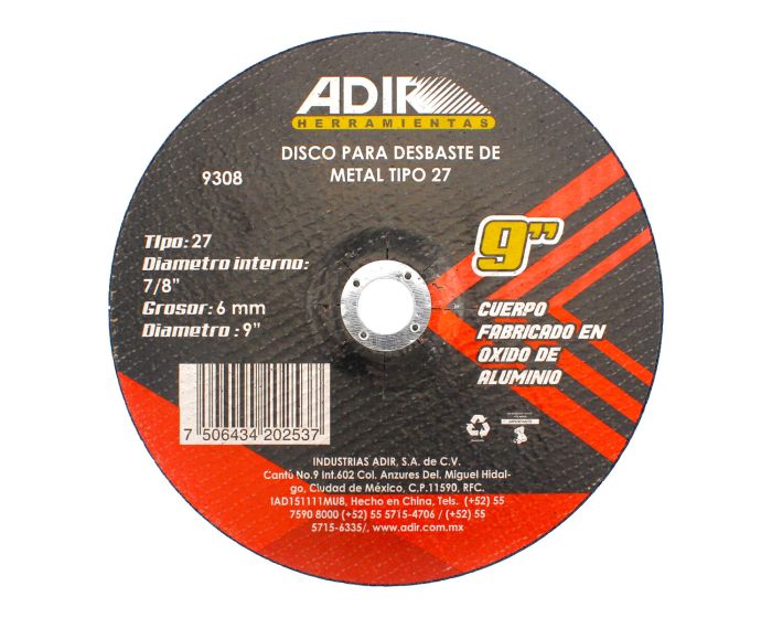 Disco para desbaste 9" x 6 mm 9308 Adir