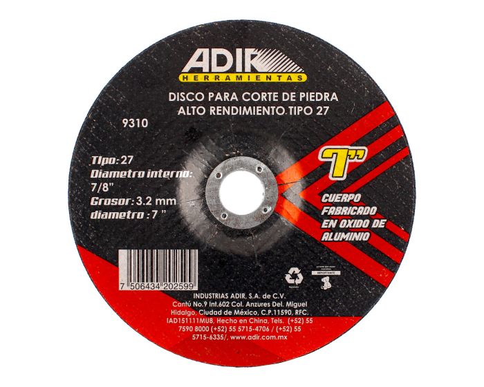 Disco para corte de piedra 7" x 3.2 mm 9310 Adir