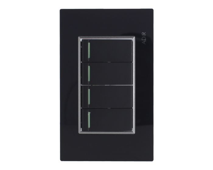 Placa con 4 apagadores de escalera Tiffany Cristal 9883 Adir