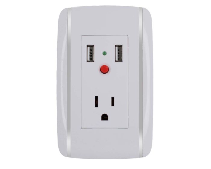 Placa con 1 contacto1 aterrizado y 2 puertos USB Bali 9899 Adir