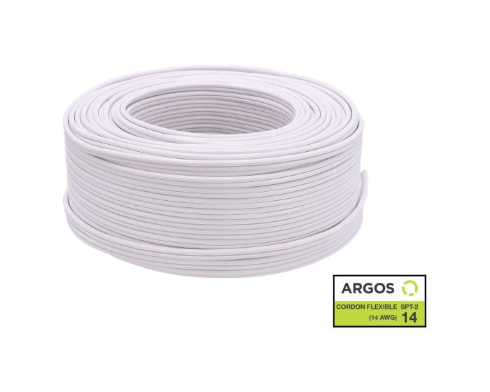 Cordón dúplex flexible blanco calibre 14 SPT-2 con 100 metros 1600144 ARGOS
