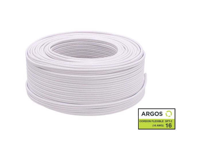 Cordón dúplex flexible blanco calibre 16 SPT-2 con 100 metros 1600164 ARGOS