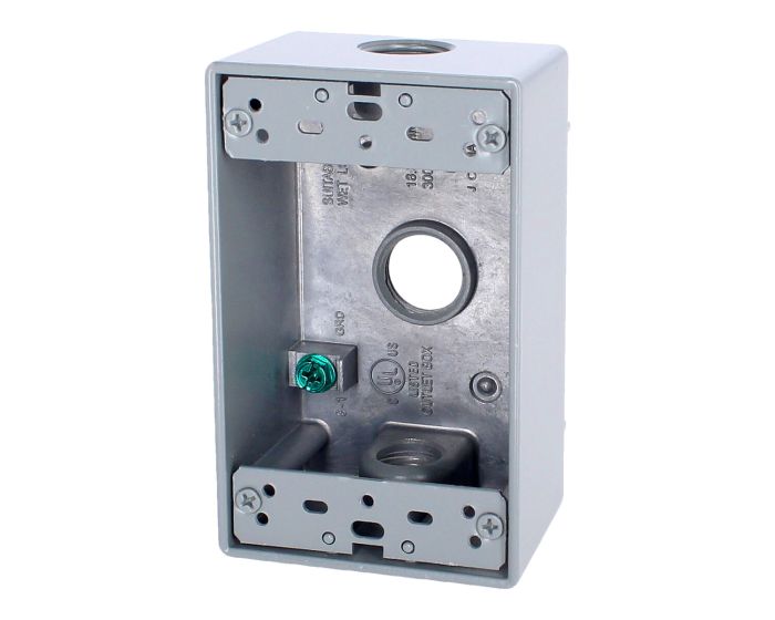Caja rectangular de aluminio con 3 orificios de 1/2" 9840010 ARGOS