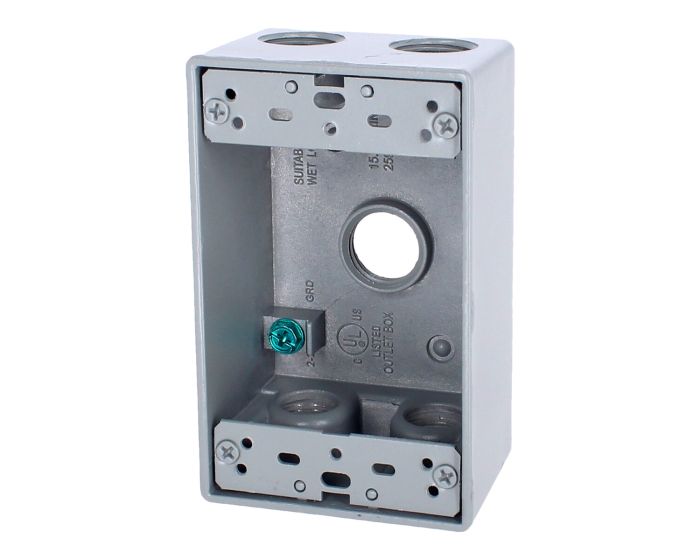Caja rectangular de aluminio con 5 orificios de 1/2" 9840020 ARGOS