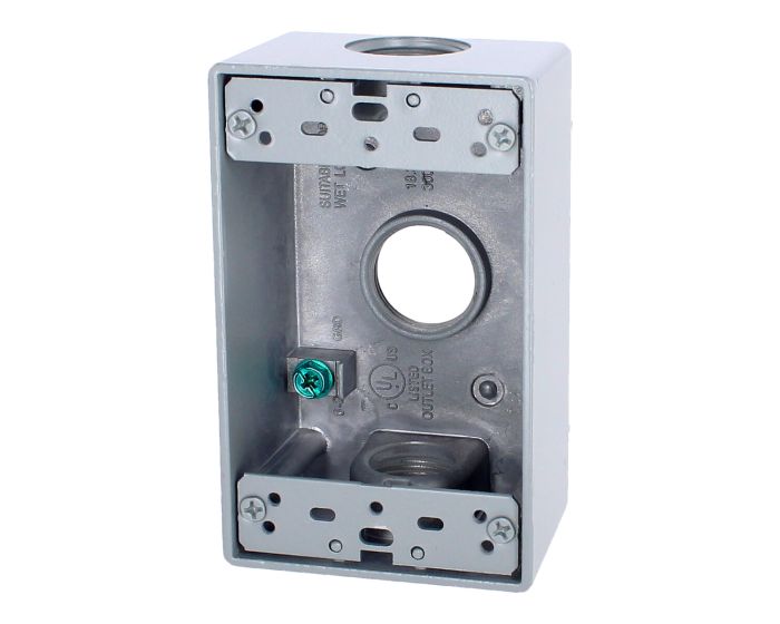 Caja rectangular de aluminio con 3 orificios de 3/4" 9840030 ARGOS