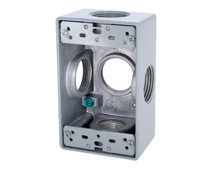Caja rectangular de aluminio con 5 orificios de 1" 9840090 ARGOS