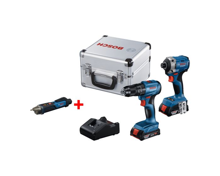 Kit combo de atornillador de impacto GSB 185-LI y taladro de percusión inalámbricos GDR 18V-215 Bosch 
