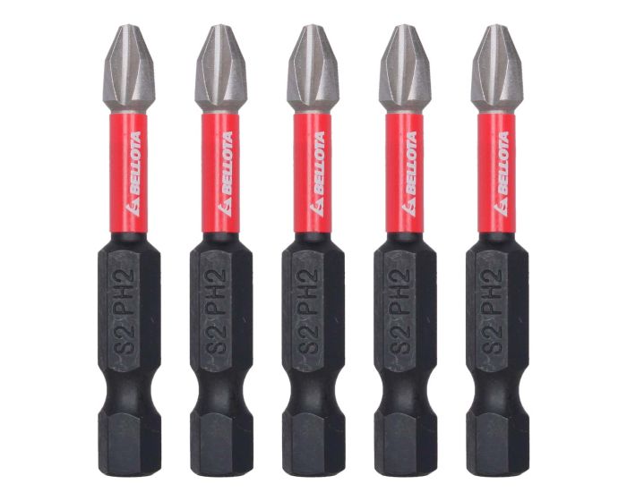 Juego de 5 puntas Phillips de impacto largo 50 mm 7PDIMPPH250 Bellota