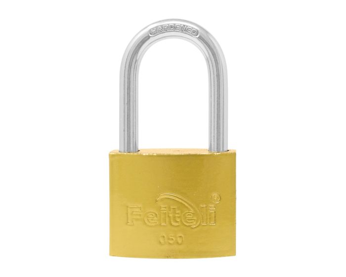 Candado de hierro gancho largo dorado E4L 50 mm Feiteli