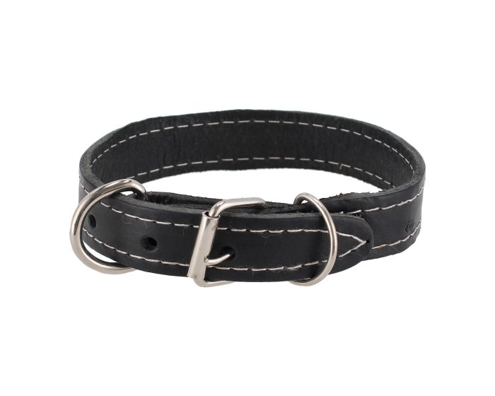 Collar de cuero negro para perro talla M 40 cm x 2 cm