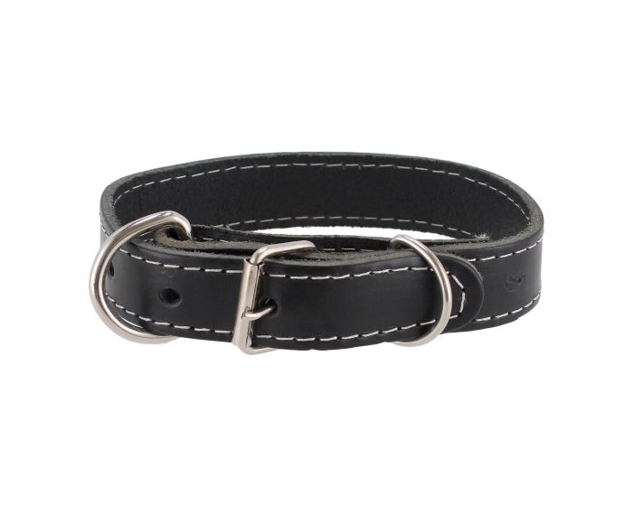 Collar de cuero negro para perro talla L 45 cm x 2.5 cm
