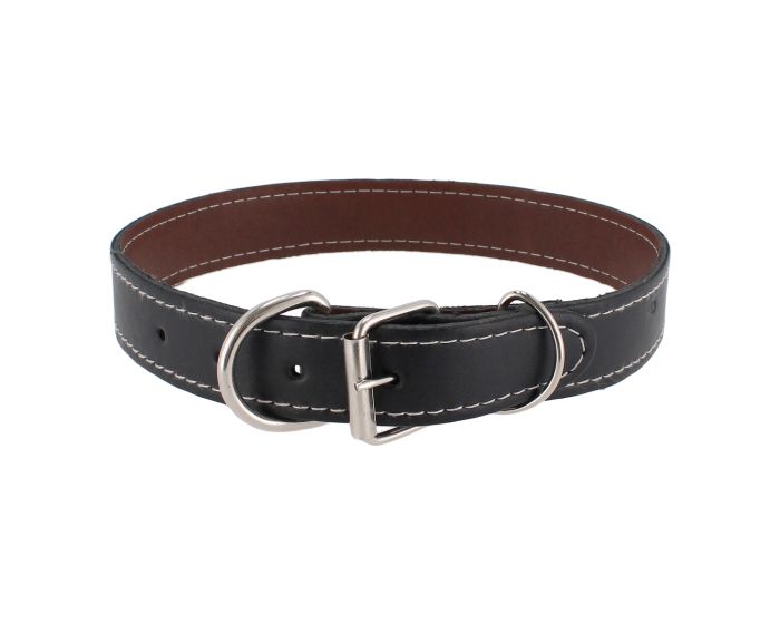 Collar de cuero negro para perro talla XXL 68 cm x 3.2 cm