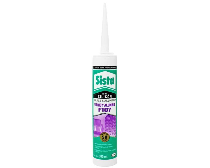 Silicón transparente vidrio y aluminio F107 Sista