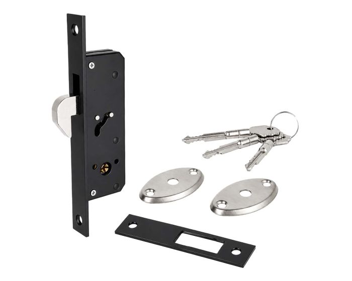 Chapa de gancho negra para puerta de aluminio DL003-B Axcent