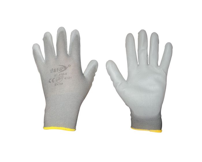 Guantes de nylon con poliuretano gris #8 Derma Care