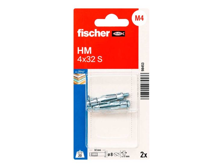 Kit de 2 taquetes metálicos de expansión HM 4x32 S 98453 Fischer