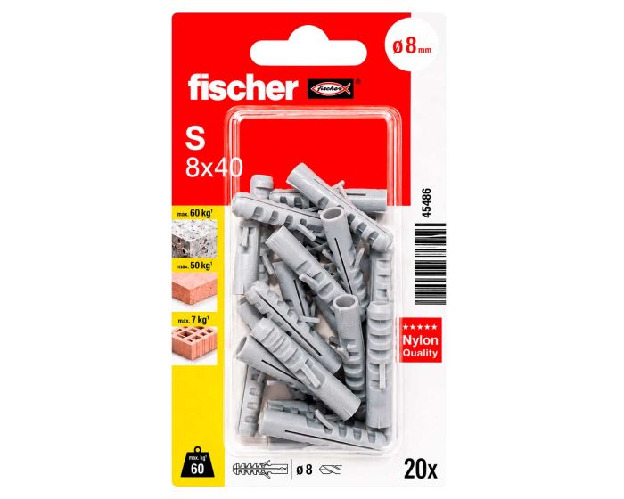 Kit de 20 taquetes de expansión S 8x40 45486 Fischer