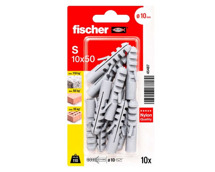 Kit de 10 taquetes de expansión S 10x50 45487 Fischer