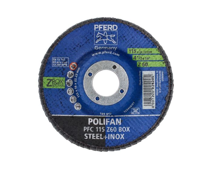 Disco laminado 4-1/2" POLIFAN PFC Z60 STEELOX PFERD