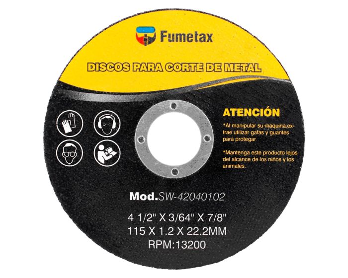 Disco para corte de metal 4-1/2" SW-42040102 Fumetax