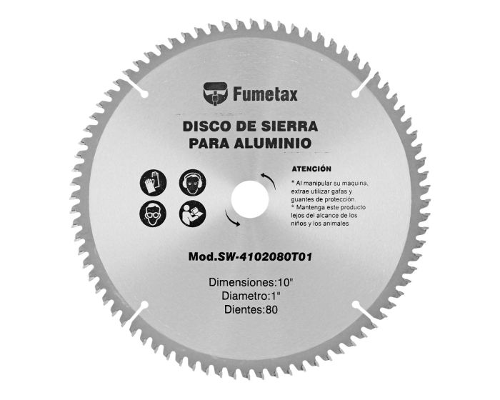 Disco sierra para corte de aluminio 10" x 80 D SW-4102080T01 Fumetax