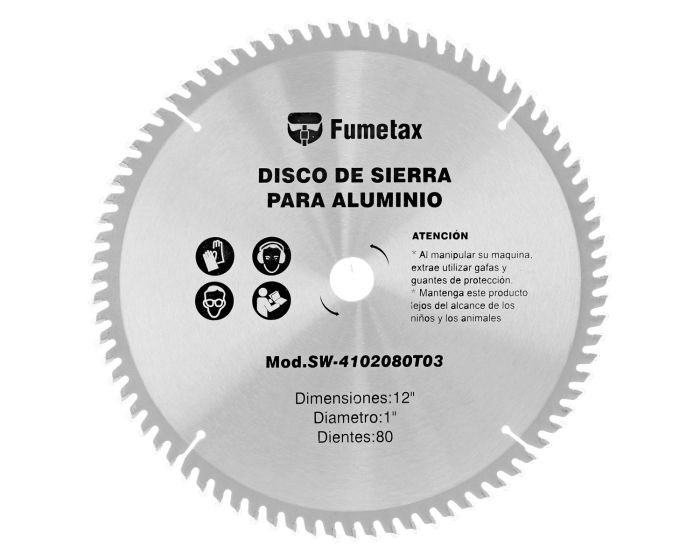 Disco sierra para corte de aluminio 12" x 80 D SW-4102080T03 Fumetax