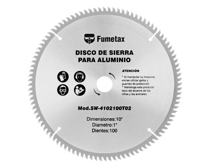 Disco sierra para corte de aluminio 10" x 100 D SW-4102100T02 Fumetax