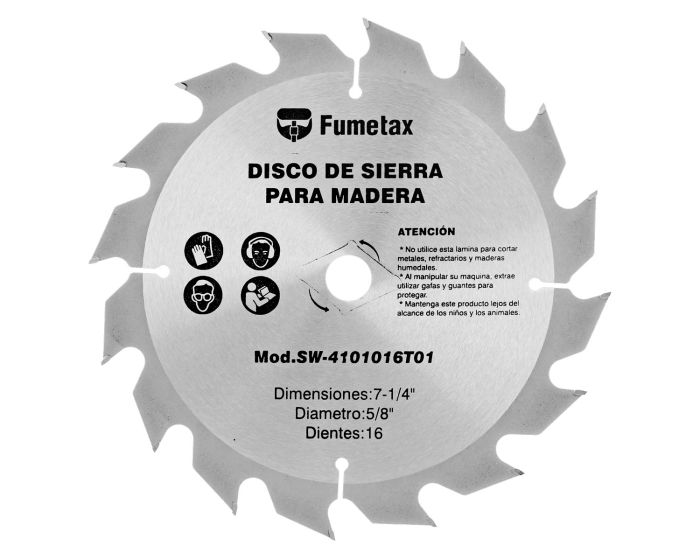 Disco sierra para corte de madera 7-1/4" x 16 D SW-4101016T01 Fumetax