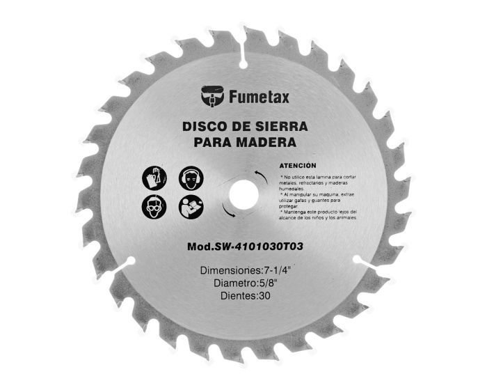 Disco sierra para corte de madera 7-1/4" x 30 D SW-4101030T03 Fumetax