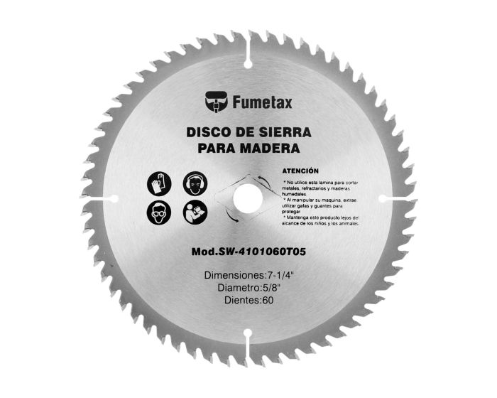 Disco sierra para corte de madera 7-1/4" x 60 D SW-4101060T05 Fumetax