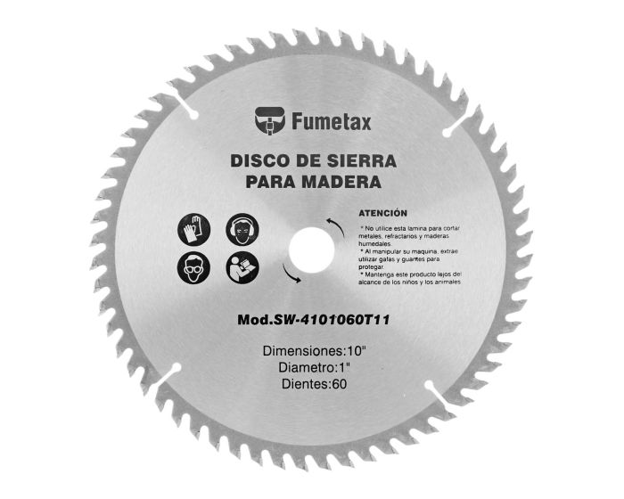 Disco sierra para corte de madera 10" x 60 D SW-4101060T11 Fumetax