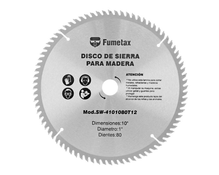 Disco sierra para corte de madera 10" x 80 D SW-4101080T12 Fumetax