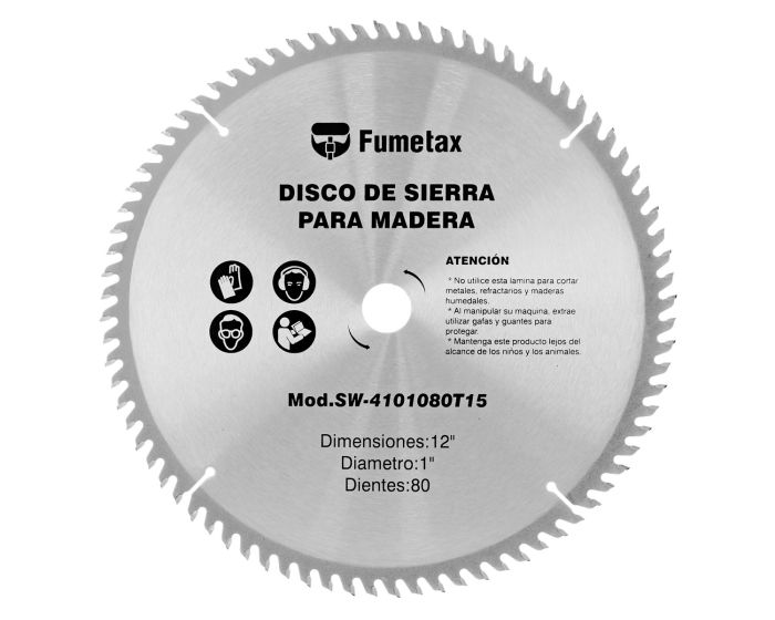 Disco sierra para corte de madera 12" x 80 D SW-4101080T15 Fumetax