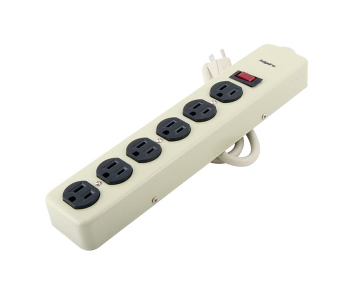Barra multicontacto metálica con 6 tomas FU0979 Fulgore