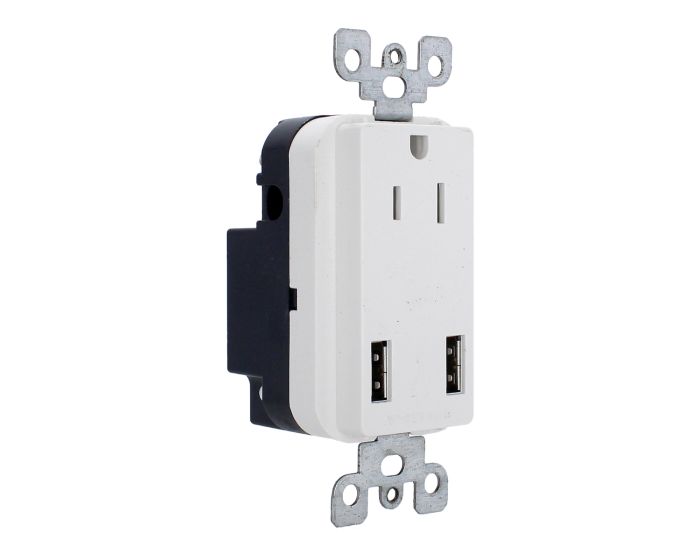 Receptáculo aterrizado con doble USB FU1328 Fulgore