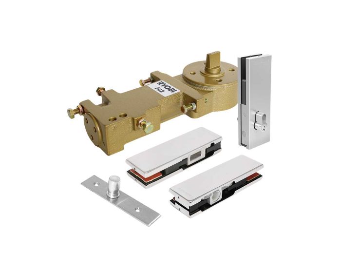 Kit de cerradura y bisagra para puerta de cristal 1012 Herralum