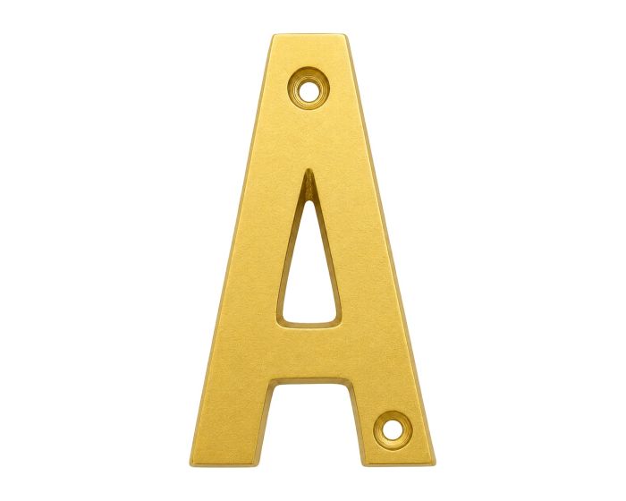 Letra "A" decorativa 83 mm de aluminio dorado