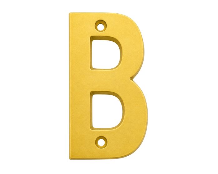 Letra "B" decorativa 83 mm de aluminio dorado
