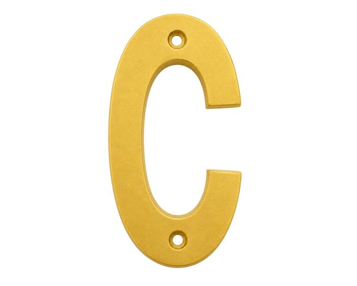 Letra "C" decorativa 83 mm de aluminio dorado