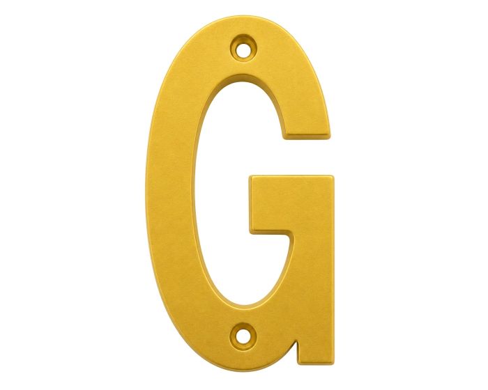 Letra "G" decorativa 83 mm de aluminio dorado