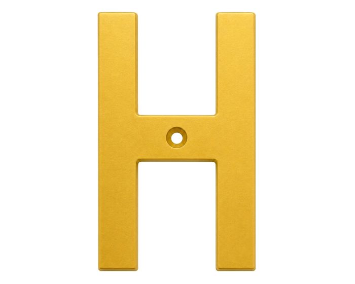 Letra "H" decorativa 83 mm de aluminio dorado