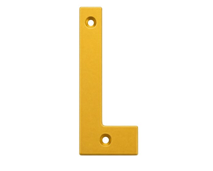 Letra "L" decorativa 83 mm de aluminio dorado