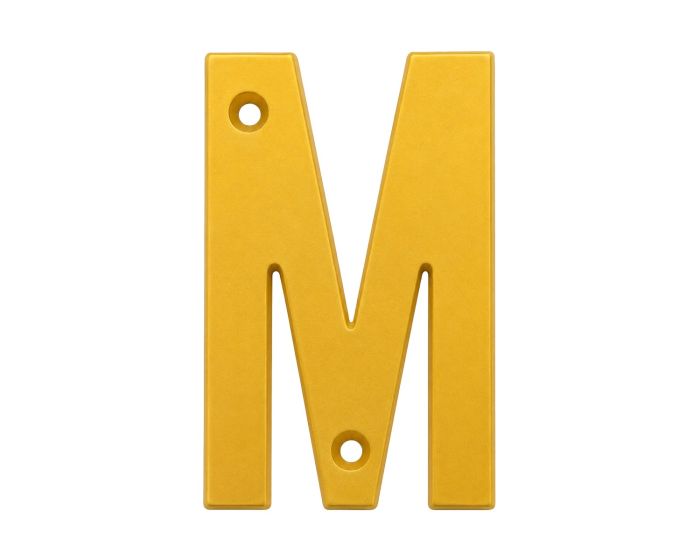 Letra "M" o decorativa 83 mm de aluminio dorado