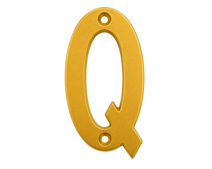 Letra "Q" decorativa 83 mm de aluminio dorado