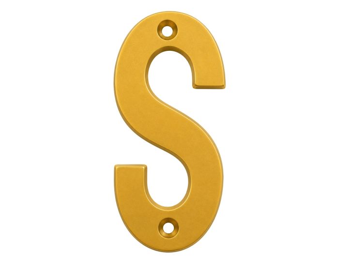 Letra "S" decorativa 83 mm de aluminio dorado