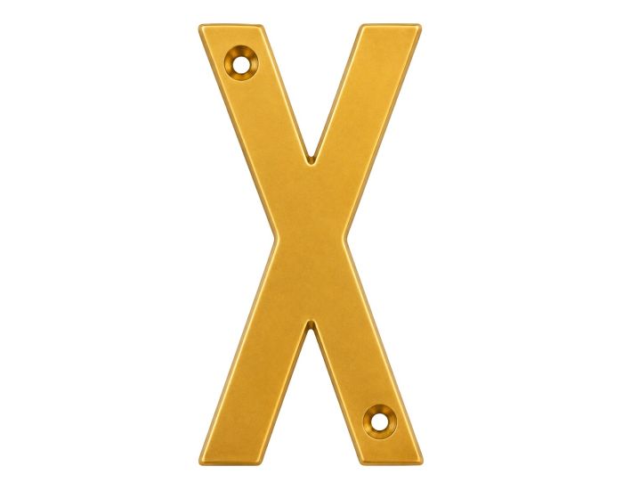 Letra "X" decorativa 83 mm de aluminio dorado