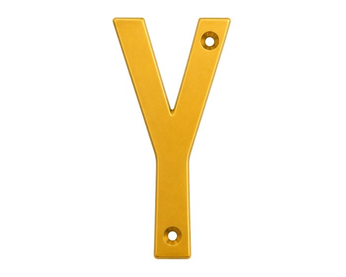 Letra "Y" decorativa 83 mm de aluminio dorado