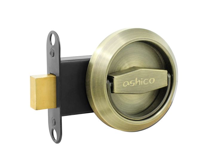 Cerradura medio forte D latón antiguo sin llave 33510 Ashico
